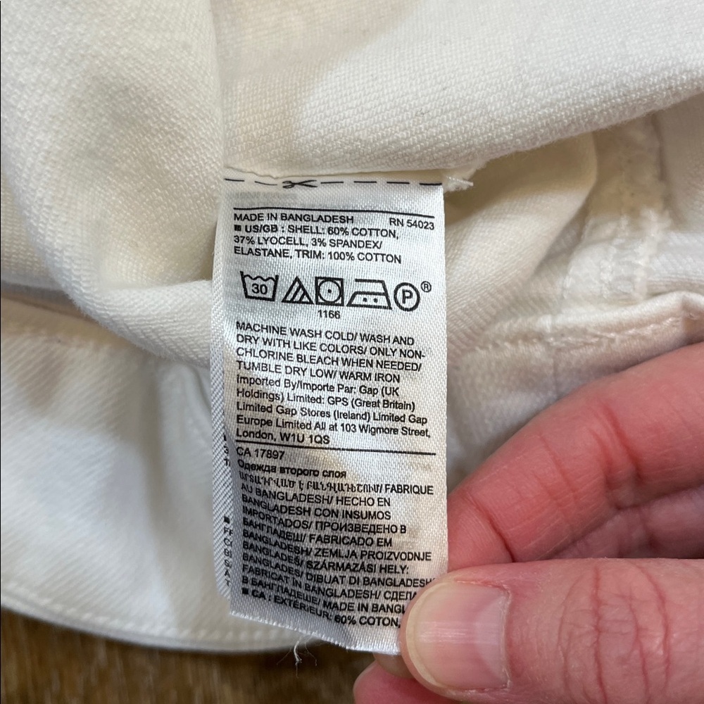 Banana Republic White Denim Short Sleeve Shirt Top Stretch Crew Medium M - Picture 15 of 16